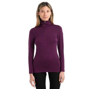 Icebreaker Merino 200 Purple Half Zip Base Layer Long Sleeve Thermal Wool Top L